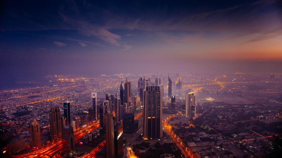 A city at night, seen from above