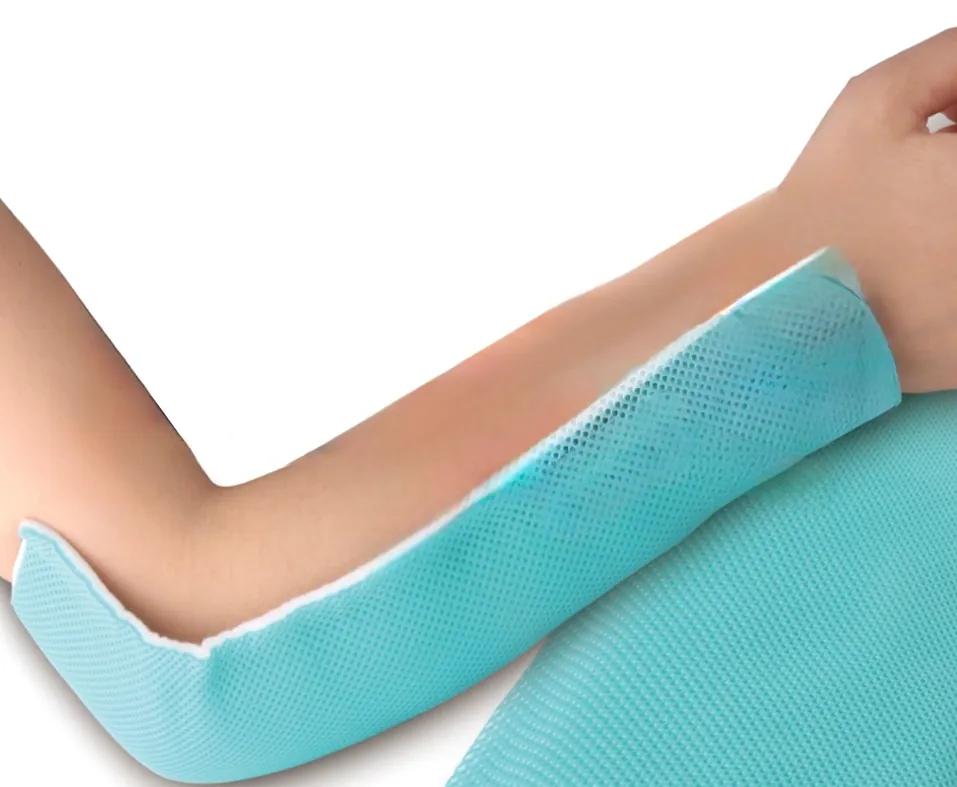 A splint conformed to the forearm