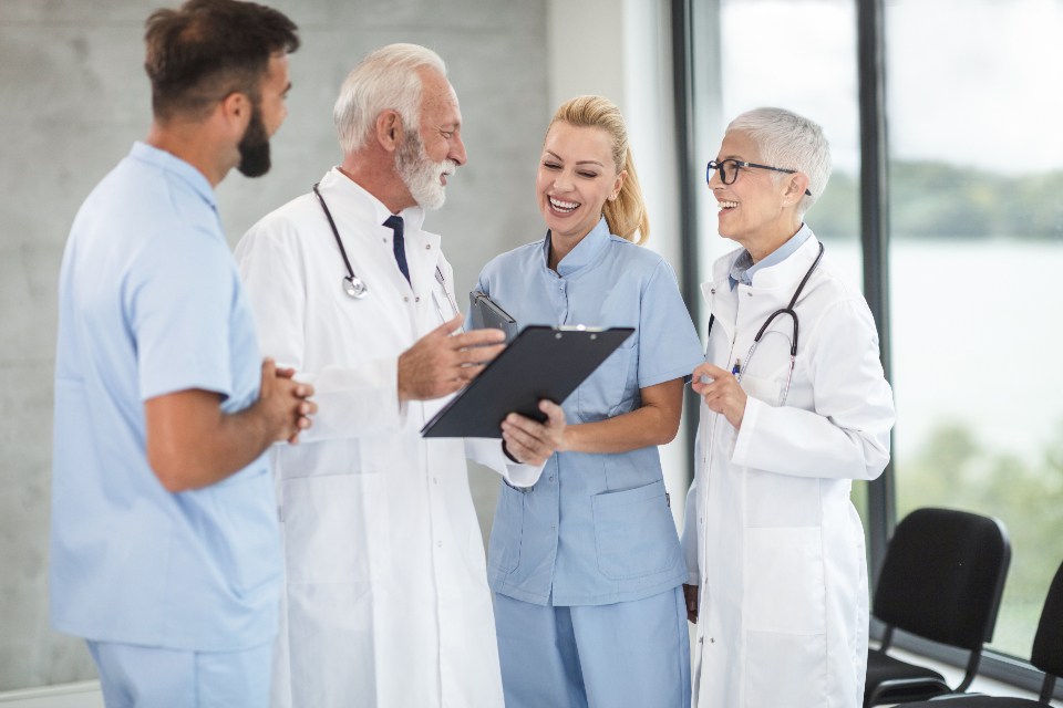 A clinical team reviewing a case together